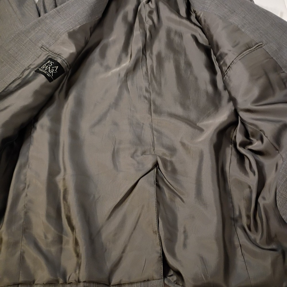 Jos A‎ Bank Blazer Mens 44S Gray Wool Glen Plaid 2 Button Sport Coat Jacket - Picture 6 of 11